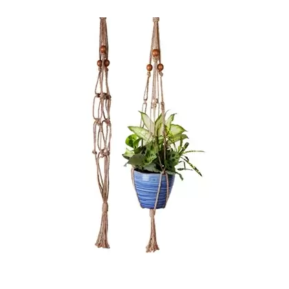 Primitive 42" Beaded All Natural Jute Plant Hanger
