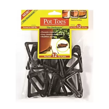 Plant Stand Pot Toes Black 12pk Bag