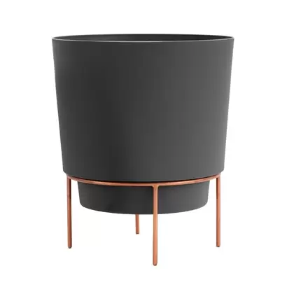 Bloem 6" Hopson Planter Charcoal With Metal Stand