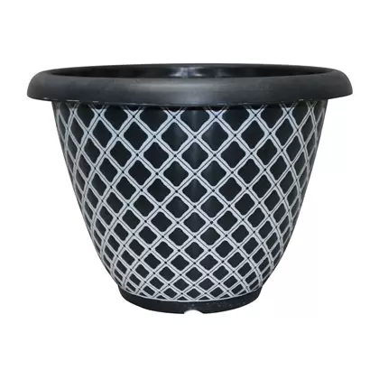 Southern Patio 13" Quilted Bell Planter Black & White