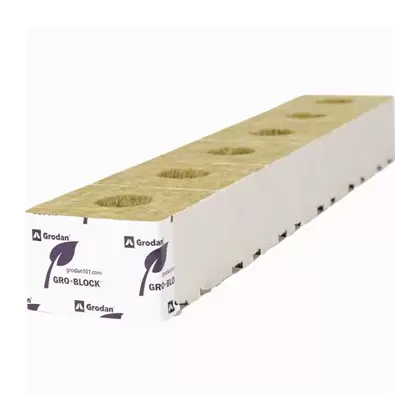 Grodan Gro-Block Improved GR6.5 - Small 4" (4x4x2.6) w/Hole - Strip - Carton (216/Carton)