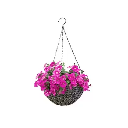 Panacea 14" Resin Woven Hanging Basket Gray