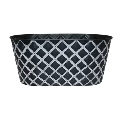 Southern Patio 14" Quilted Oval Planter Black & White