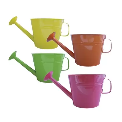 Grower Select 7.50 Watering Can Planter Assorted 12/CS - 3 Each of Yellow, Fuchsia, Green and Orange