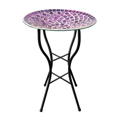 Gardener Select 14" Purple Haze Glass Birdbath w/Stand