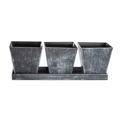 Gardener Select 3 Square Pots with Tray Antique Black 12"x4"x4.1" 24/CS
