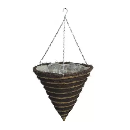 Gardener Select 14" Cone Hanging Basket Striped Resin Wicker 20/CS