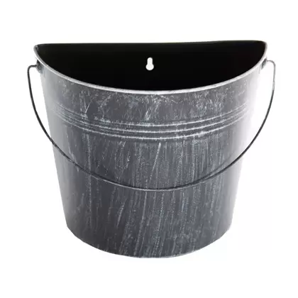 Gardener Select 10.2" Half Round Wall Bucket Antique Black 10.2"x5.1"x8.7" 12/CS