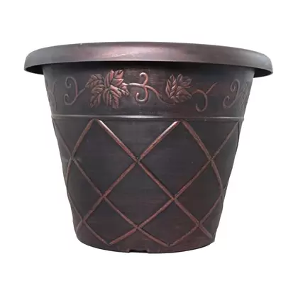 Grower Select 14.00 Lattice Pot Black / Copper 3.5gal 30/CS - 13.8in Top OD x 8.3in Base OD x 10.3in H