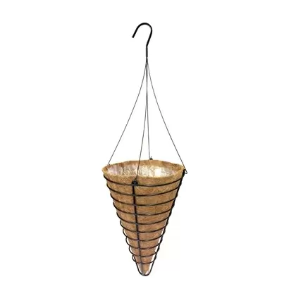 Grower Select 12.00 x 17.00 Cone Hanging Basket Black w/ Coco Liner