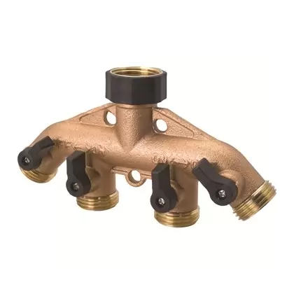 Melnor 4 Way Metal Hose Connector W/ Shut Off Valves