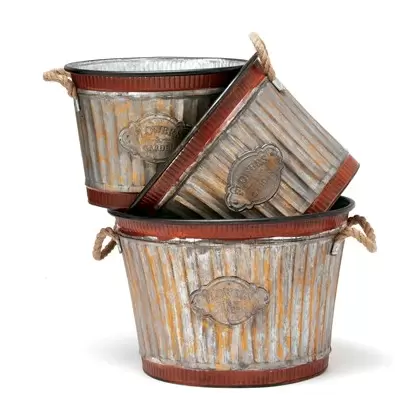 Deer Park Corrugated Oval Tub Planters Set of 3
