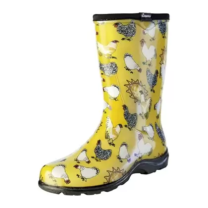 Sloggers Womens Boot w/ Trim Chicken Print Yellow Size 11