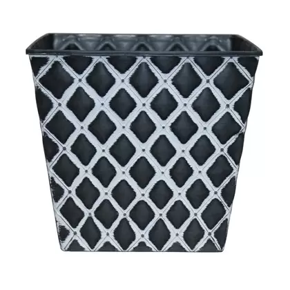 Southern Patio 7.5" Quilted Square Planter Black & White