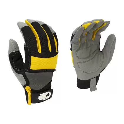 BGC Mens Synthetic Palm Performance Glove XL Black Gray Yellow