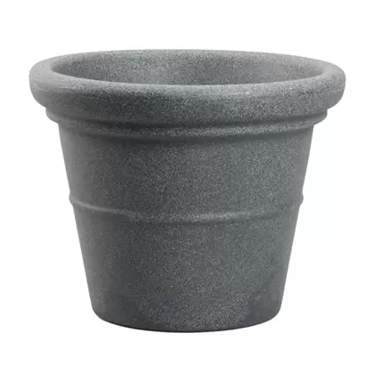 HC 36" Terrazzo Round Planter with Heavy Rim Black Granite Akro Mils