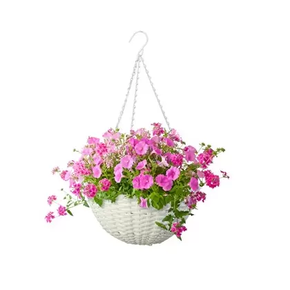 Panacea 14" Resin Woven Hanging Basket White