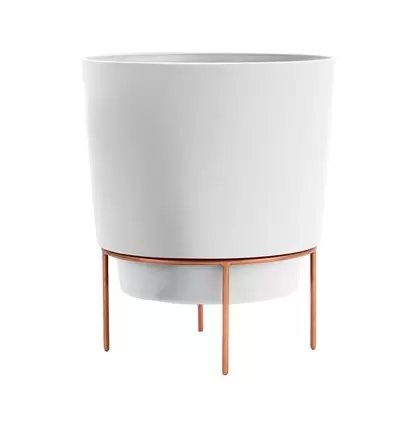Bloem 6" Hopson Planter Casper White With Metal Stand