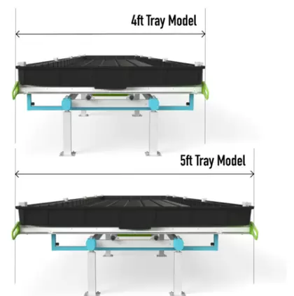 BOTANICARE SLIDE BENCH: 5FT WIDE x 67.5FT LONG x 12IN HIGH, TRILOCK
