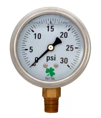 Glycerin Liquid Filled Pressure Gauge - 30 PSI