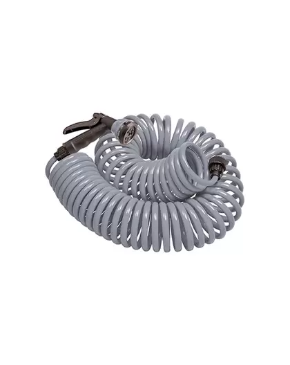 Orbit 50' Coil Hose with Nozzle Grey