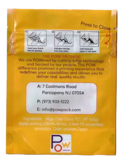 Clear / Gloss standup Pouch with Child-Resistant Zipper