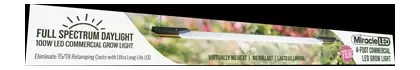 Miracle LED 4-Foot Full Spectrum Daylight LED Grow Light, 100W, Lightweight, Hangable, Ultra Long Life
