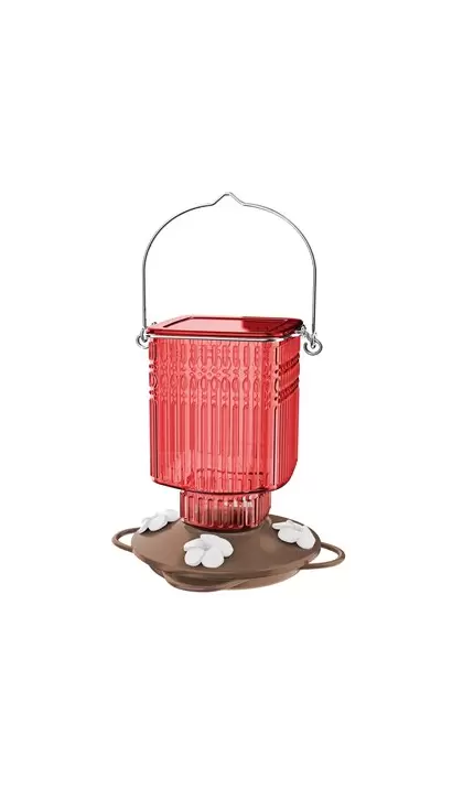 Natures Way 22oz Crimson Carnation Antique Glass Hummingbird Feeder