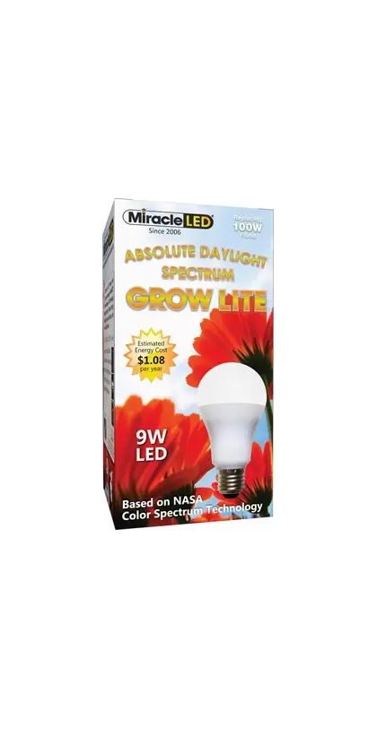 Miracle LED Absolute Daylight Spectrum Grow Lite, Replaces up to 100W, Full Spectrum Daylight Hydroponic LED Grow Bulb