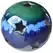 MCarr 12" Sphere With Stars Glass Green On Light Blue