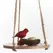 Primitive 10" Hanging Wooden Round Jute