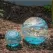 APM 10" Base Solar Orb Light Blue Swirl With Gold Dust