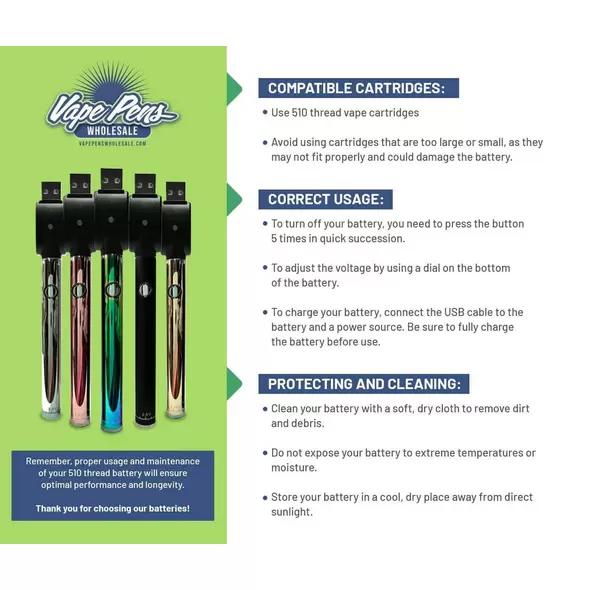 Silver 510 Thread Battery Variable Twist