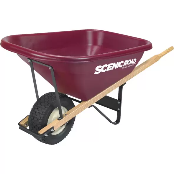 Scenic Road 8cu 2 Wheel w/ Flat Free Tire Wheelbarrow Maroon