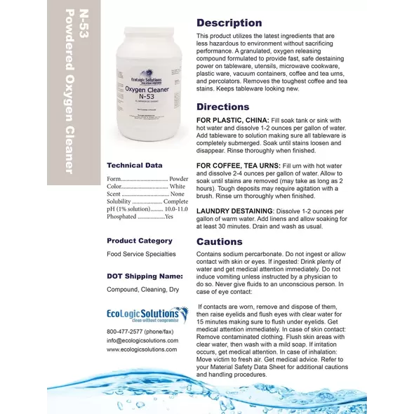 Powdered Oxygen Cleaner