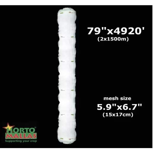 Hortomallas 6.5 Feet by 4920-Feet Professional Grade Vegetable Support Trellis Netting Roll/Scrog Net Roll, (79" x 4920' / 2m x 1500m) (mesh 5.9"x6.7" / 15cm x 17cm)
