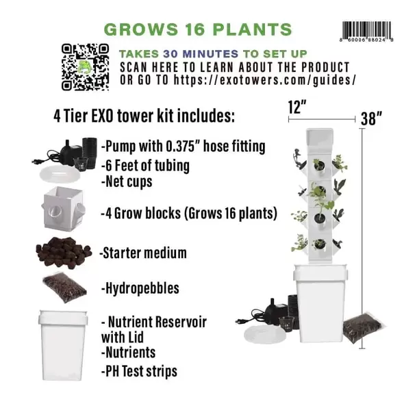 EXOtower 16 Plant Hydroponic Kit
