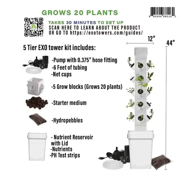EXOtower 20 Plant Hydroponic Kit
