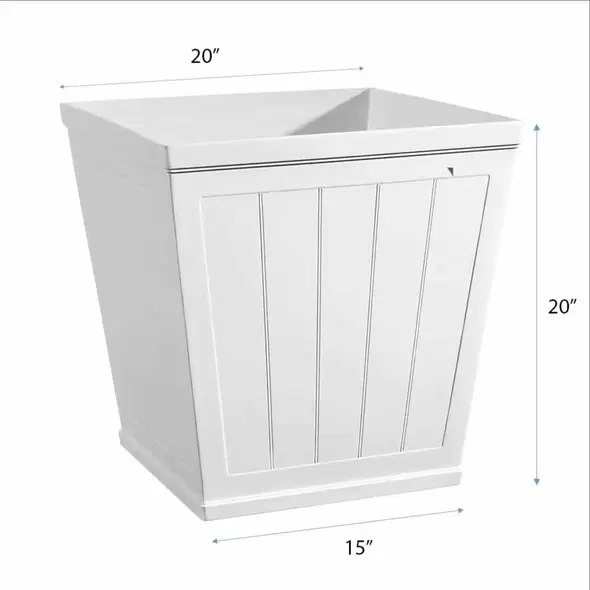 White Resin Beadboard Square Planter