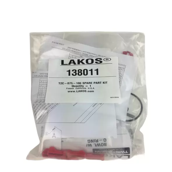 Parts Pak T2C-150 - 7 Red Tabs - 2 Bowl O-Rings - 1 Purge O-Ring - 1 Clear Bowl