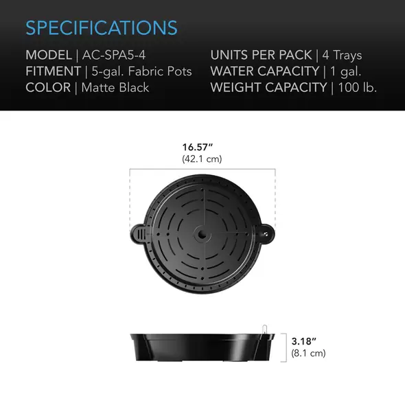 Self-Watering Fabric Pot Base, 4-Pack