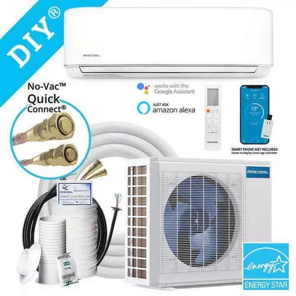 Mrcool DIY 4th Gen 18K BTU Ductless Mini-Split Heat Pump-1.5 Ton-22 SEER-w/ Wall Mount Air Handler
