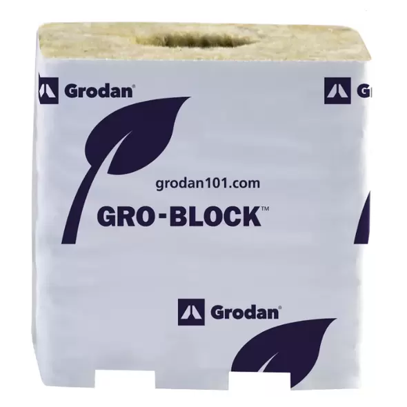 Grodan Pro Improved 10 Block, 4Inches x 4Inches x 4Inches, on strip with hole, case of 144, Commercial