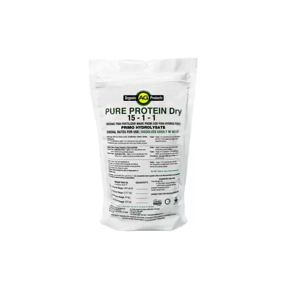 15-1-1 Case Pure Protein Dry Organic Fish Fertilizer Made From Cod Fish Hydrolysate (12 x 5lb Bags)