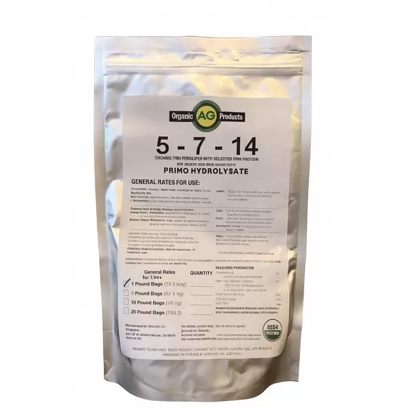 5-7-14 Organic Fish Fertilizer Made From Cod Fish Hydrolysate Case (5lb-12 Bags)