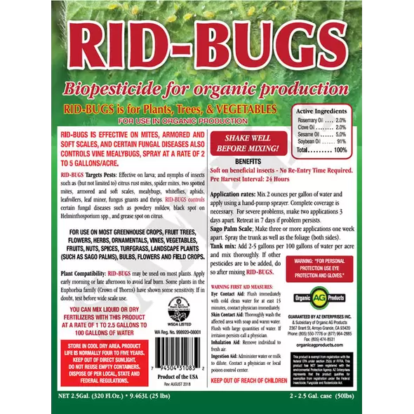 Rid-Bugs Organic Insecticide Case (14 Quarts)