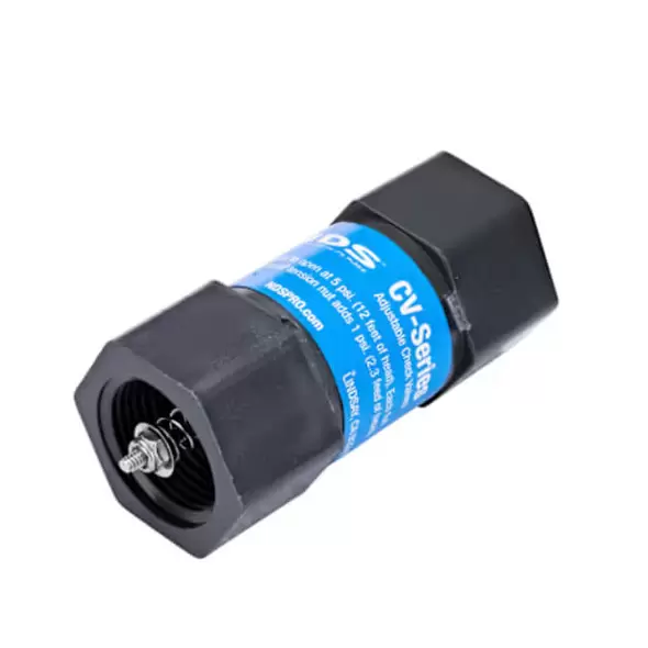 KBI PVC Adjustable Inline Spring Check Valve Sch 80 3/4" FPT x FPT | CV-0750-FF