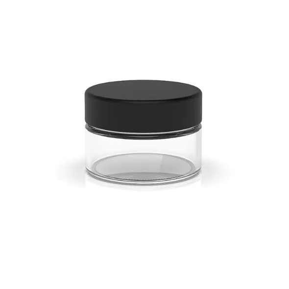 1 oz Child Resistant Clear Black Glass Jars