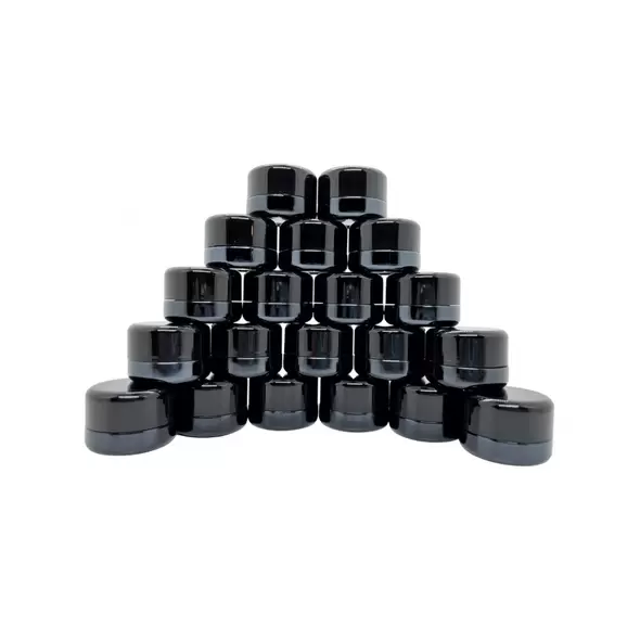 5cc Black Thick Glass Concentrate Jars with Child Resistant Lids - SW Packaging