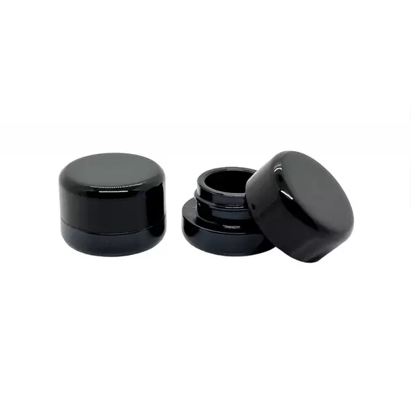 5cc Black Thick Glass Concentrate Jars with Child Resistant Lids - SW Packaging